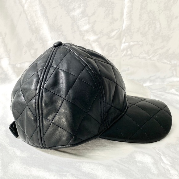 STAND STUDIO Black Faux Leather Quilted Cap - Picture 9 of 16